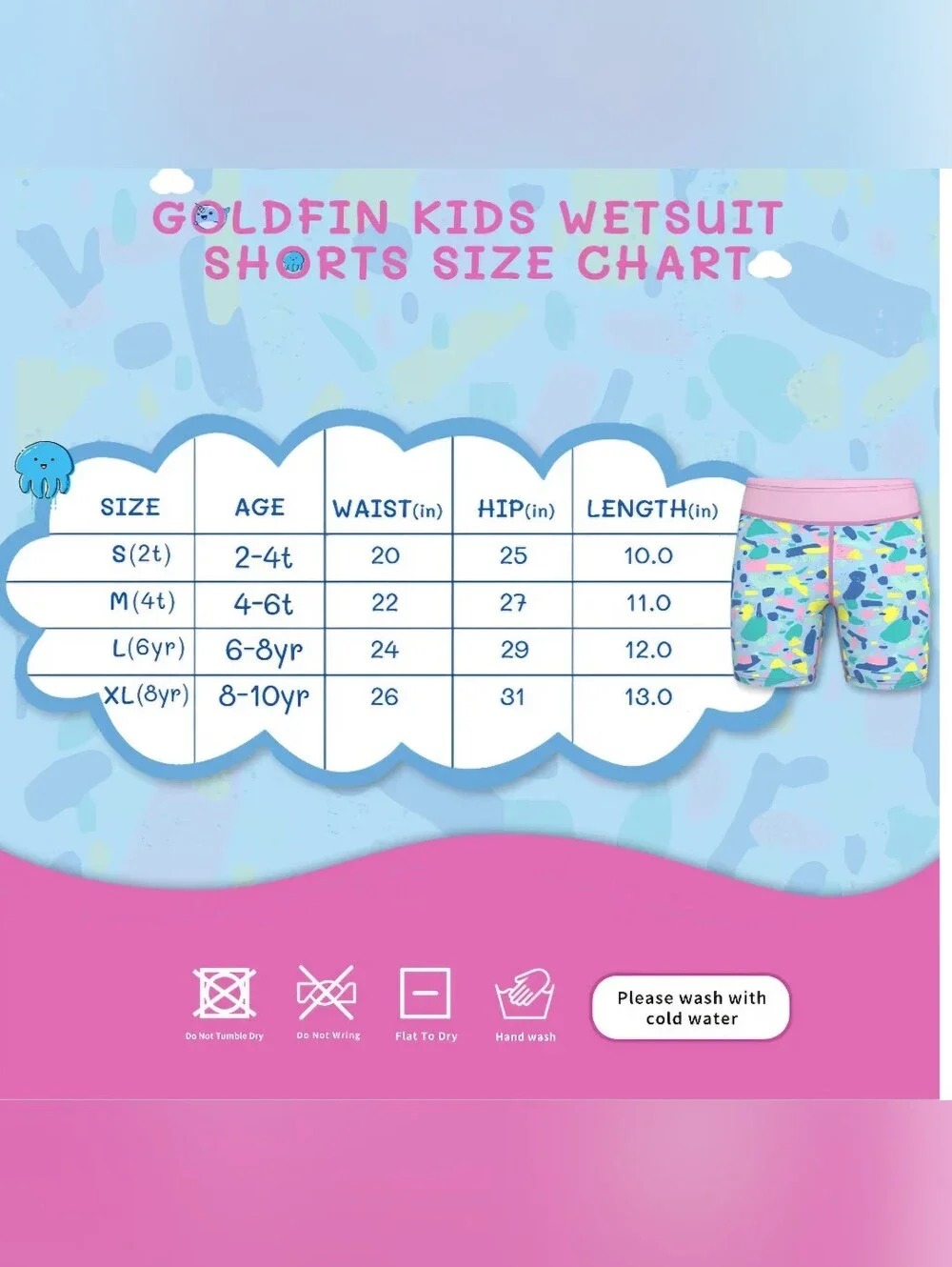 Goldfin Wetsuit Shorts Kids Size 4-6t